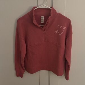 NWOT Girls Pink Quarter-Zip Sweatshirt